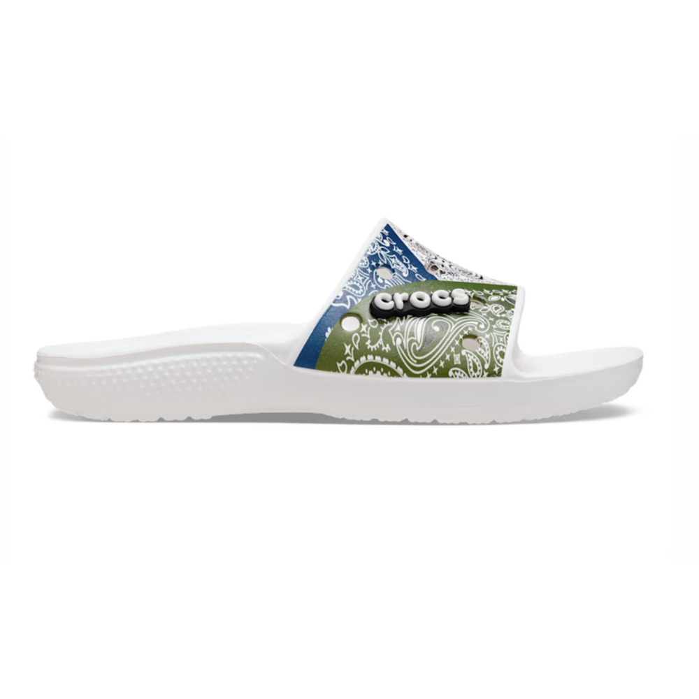 Classic Crocs BANDANA Slides w/ Jibbitz Flip Flops |  Mens 11, NEW! - Picture 5 of 6